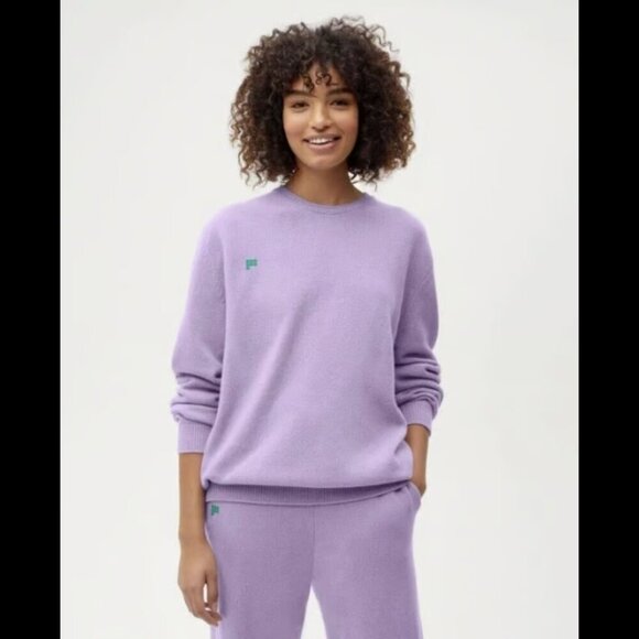 Pangaia Recycled Cashmere Crewneck Sweater Lilac Purple Logo L - Picture 2 of 12